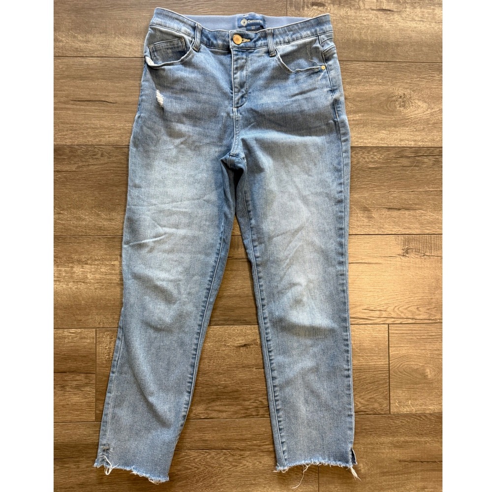 Democracy Ab‎ Solution Slim Straight Frayed Hem Jeans Size 10 Light Wash